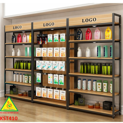 Kệ trưng bày sản phẩm, hàng hóa , kệ trang trí khung sắt mặt gỗ KST410 - Nội thất lắp ráp Viễn Đông Adv