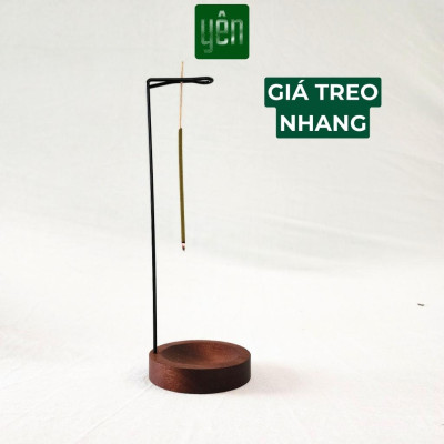 Giá Treo Nhang Thảo Mộc Yên Bằng Thanh Kim Loại Đế Gỗ Thông Trang Trí Tâm Linh Thờ Cúng Quà Tặng
