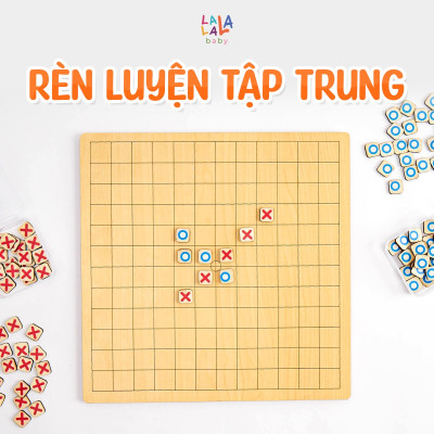 Đồ Chơi Gỗ Boardgame 2in1 Cờ Caro kèm Cờ Cá Ngựa – Lalala Baby