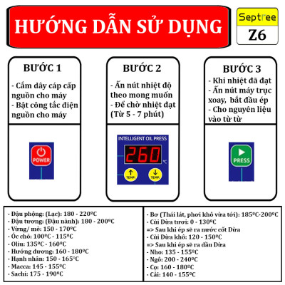 Máy ép dầu ăn thực vật, dùng trong gia đình thương hiệu Mỹ cao cấp Septree Z6 - Công suất 1250W - Hàng Chính Hãng (BH 1 NĂM)