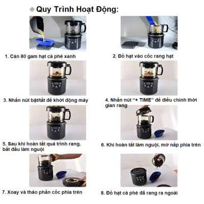 Máy rang hạt cà phê công nghệ gia nhiệt không khí chuyên nghiệp thương hiệu Mỹ cao cấp Cafemasy CCR-305 - Hàng chính hãng