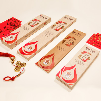 Nhang Sen Hương Xưa Liên Tâm 38cm 90 cây - Ít khói, 100% Từ Quế Hồi thiên nhiên