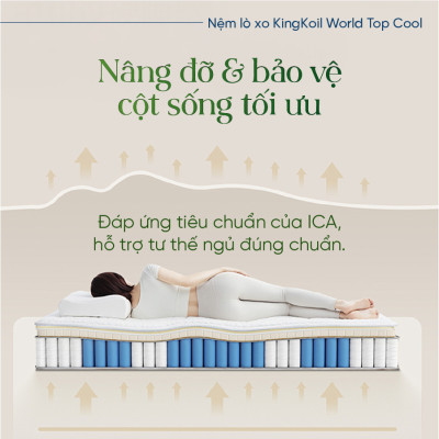 Nệm lò xo King Koil World Top Cool_Sử dụng công nghệ Thêu Tên hoặc Thông Điệp_Độ dày 32cm
