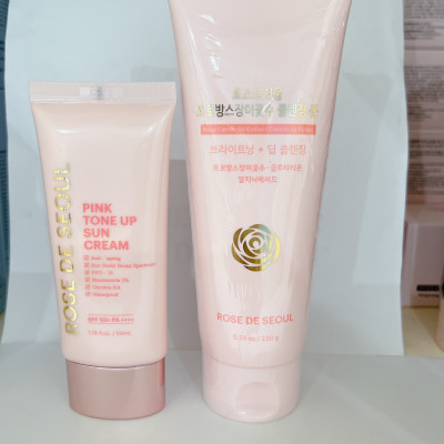 Combo kem chống nắng Rose de seoul và sữa rửa mặt rose de seoul bản mới nhất 2023