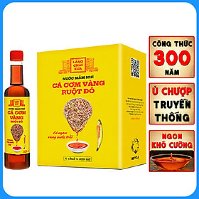 Nước mắm nhỉ cá cơm vàng ruột đỏ Làng Chài Xưa 525ml/chai cá ngon vùng nước trồi 300 năm truyền thống