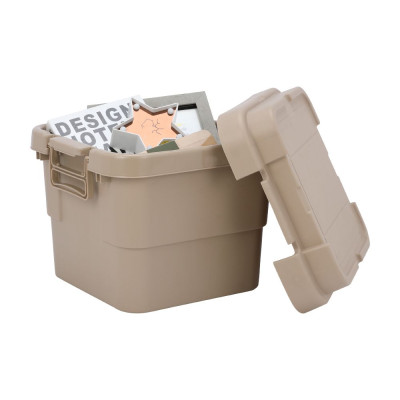 Thùng lưu trữ, hộp đựng đồ đa năng bằng nhựa PP cao cấp 30L HULKER NEW màu KAKI | Index Living Mall