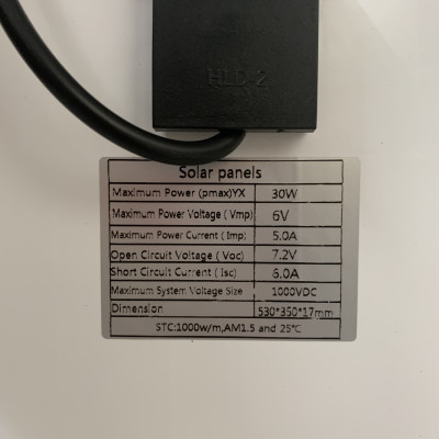 [Tặng dây 5m] Tấm Pin Năng Lượng Mặt Trời Mono 30W, 6V dùng cho Đèn Năng Lượng Mặt Trời