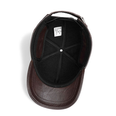 Nón lưỡi trai nam da bò thật BHY1963 Mũ da nam có che tai. Phom cứng