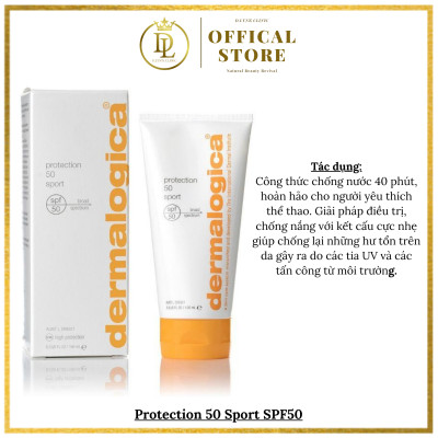 Kem chống nắng quang phổ rộng chống thấm nước, mồ hôi, thích hợp cho cả người chơi thể thao, bơi lội Dermalogica Protection 50 Sport SPF50 156ml