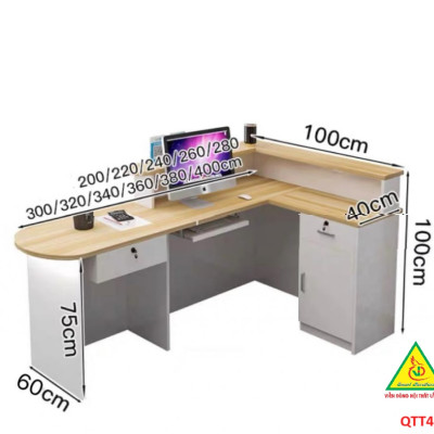 QUẦY LỄ TÂN, QUẦY TIẾP TÂN, QUẦY TÍNH TIỀN, QUẦY THU NGÂN QTT425 ( BÀN KHÔNG ĐÈN)- Nội thất lắp ráp Viễn Đông Adv