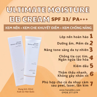 [KHUYẾN MÃI] Kem Chống Nắng Nâng Tông Kiềm Dầu Ultimate Moisture BB Cream SPF 33 PA +++ 50ml