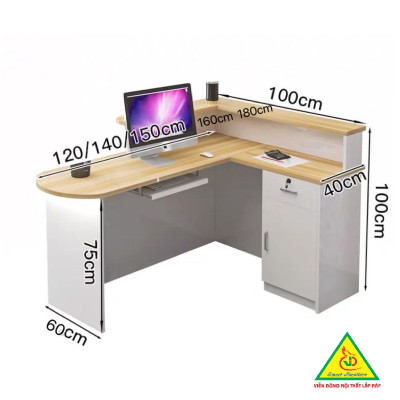 QUẦY LỄ TÂN, QUẦY TIẾP TÂN, QUẦY TÍNH TIỀN, QUẦY THU NGÂN QTT425 ( BÀN KHÔNG ĐÈN)- Nội thất lắp ráp Viễn Đông Adv