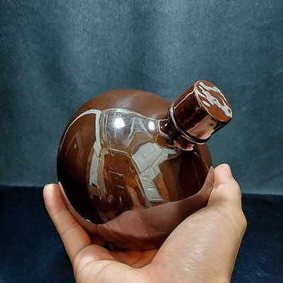 Nậm Rượu 500ML gốm sứ cao cấp mẫu bầu tròn màu nâu bóng - Nậm Đựng Rượu chất lượng đảm bảo (L2)