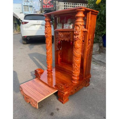 bàn thờ ông địa xoan hộp đèn , bàn thờ gỗ giá rẻ , bàn thờ thần tài ông địa 61 x 98cm, bàn thờ ông địa