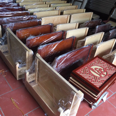 Bộ bàn thờ chung cư bằng gỗ sồi + ám khói + chữ phúc hay hoa văn bất kỳ 