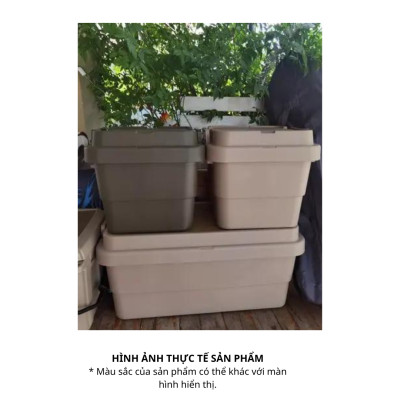 Thùng lưu trữ, hộp đựng đồ đa năng bằng nhựa PP cao cấp 30L HULKER NEW màu KAKI | Index Living Mall