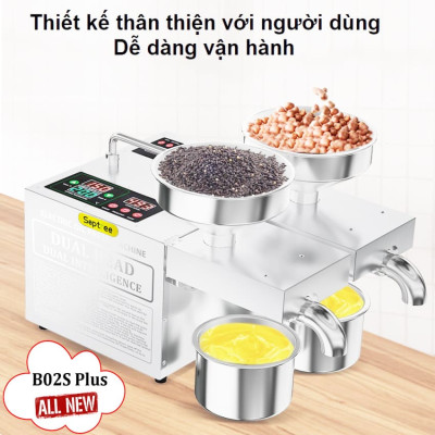 Máy ép dầu ăn thực vật 2 đầu kép đa năng thương hiệu Mỹ cao cấp Septree B02S Plus - Công suất 1900W - Hàng nhập khẩu