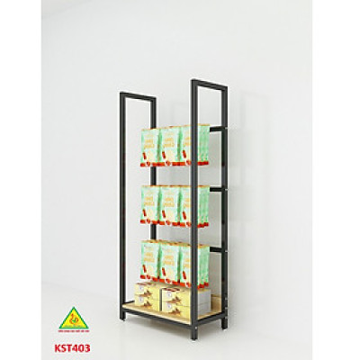 Kệ trưng bày sản phẩm, hàng hóa , kệ trang trí khung sắt mặt gỗ KST403 - Nội thất lắp ráp Viễn Đông Adv
