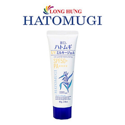 Kem chống nắng nâng tone Hatomugi Kumano Reihaku UV Milky Gel SPF50+ PA++++ (80g) - Hàng chính hãng