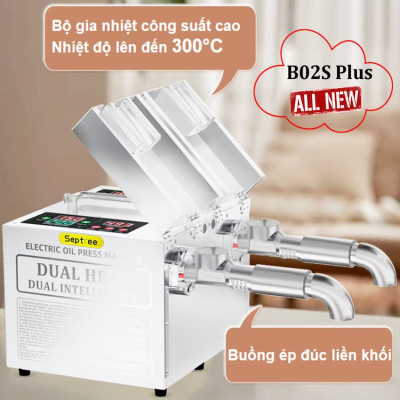 Máy ép dầu ăn thực vật 2 đầu kép đa năng thương hiệu Mỹ cao cấp Septree B02S Plus - Công suất 1900W - Hàng nhập khẩu