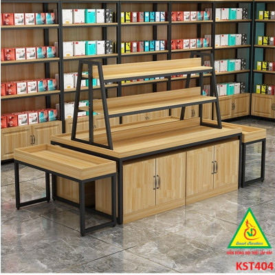 Kệ gỗ trưng bày rau củ quả, kệ trưng bày sản phẩm, hàng hóa KST404 - Nội thất lắp ráp Viễn Đông Adv