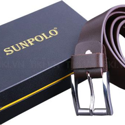 Dây nịt nam da bò đầu khóa Inox kim xỏ lỗ SUNPOLO BELT03