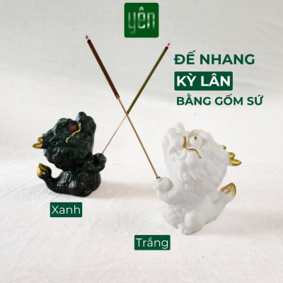 Đế Nhang Thảo Mộc Yên Tượng Kỳ Lân Gốm Sứ Xanh Trắng Yên Trang Trí Tâm Linh Thờ Cúng Thư Giãn