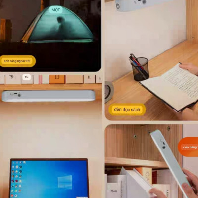 Đèn Đọc Sách tích điện 4 nấc sáng Đa chức năng Nhiều chế độ cảm ứng 1 chạm có Điều khiển từ xa và Hẹn giờ Dán Tường Led Nam Châm Bàn Trang Điểm Gắn Gương