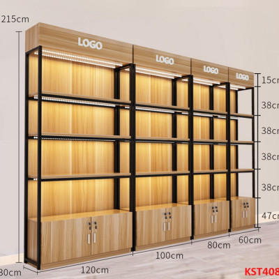 Kệ trưng bày sản phẩm, hàng hóa , kệ trang trí khung sắt mặt gỗ KST408 - Nội thất lắp ráp Viễn Đông Adv
