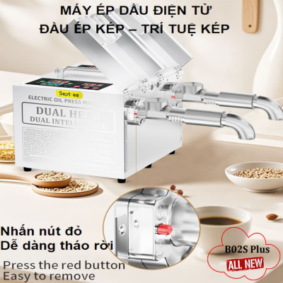 Máy ép dầu ăn thực vật 2 đầu kép đa năng thương hiệu Mỹ cao cấp Septree B02S Plus - Công suất 1900W - Hàng chính hãng