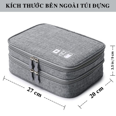 Túi Đựng Phụ Kiện Điện Thoại 2 Ngăn Lớn Cải Tiến Nhiều Ngăn Chống Nước, Chống Sốc – Túi Bảo Vệ Phụ Kiện Máy Tính Bảng Máy Ảnh Loa Sạc Sự Phòng Cáp Củ Sạc Hàng Chính Hãng Dododios