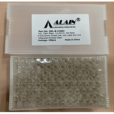 Chai thủy tinh 1,5ml ( 2ml ) + Nắp vặn đen 8-425, 100 cái hộp, Alain TQ.