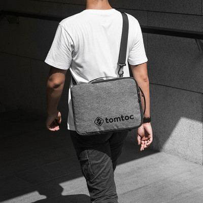 TÚI ĐEO CHÉO TOMTOC (USA) URBAN SHOULDER BAGS FOR ULTRABOOK 15″ GRAY (H14-E02G)