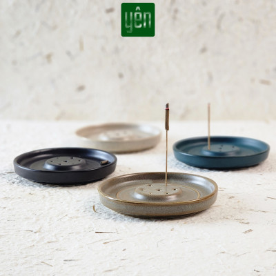 Đế Hứng Nhang Thảo Mộc Yên Bằng Gốm Tối Giản Phong Cách Thiền Nhật Đựng Tàn Nhang