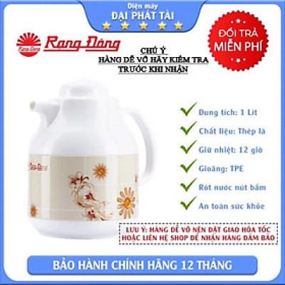 Bình trà giữ nhiệt Rạng Đông RD-1055 1 lít có LỌC TRÀ (màu ngẫu nhiên)