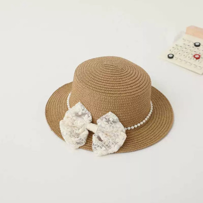 Nón mũ đi biển vành bằng phối đai ngọc trai nhân tạo nơ ren chất liệu cói chống nắng thoáng mát thời trang Hàn Quốc dona240698