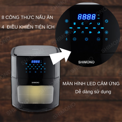 Nồi Chiên Không Dầu SHIMONO SM-AF1086T 10L 1800W Cao Cấp Tiêu Chuẩn FDA Hoa Kỳ, LFGB Đức Tặng Kèm Trọn Bộ 9 Phụ Kiện Hàng Chính Hãng
