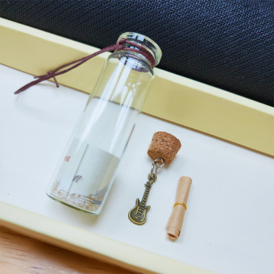 Combo 6 Lọ thủy tinh mini có nắp gỗ nút bần vintage trang trí Mũi tên Chìa khóa Đàn guitar Xẻng love Nốt nhạc Tháp Eiffel Legaxi