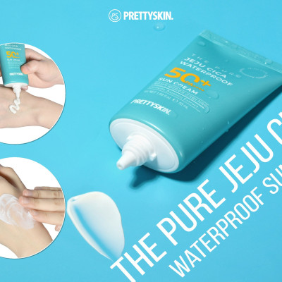 Kem chống nắng rau má nâng tông kháng nước, lấu trôi -  Pretty Skin The pure jeju cica Waterproof Sun Cream