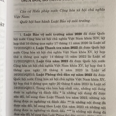 Luật Bảo Vệ Môi Trường ( hiện hành ) ( Sửa đổi, bổ sung năm 2022, 2023 )