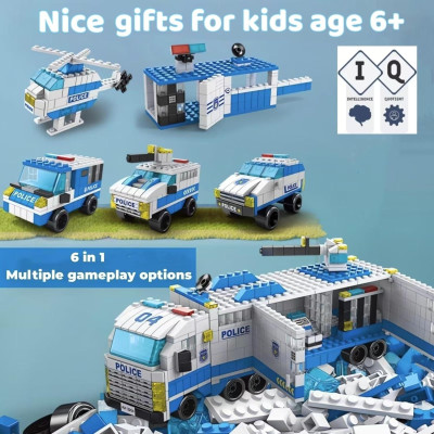 Đồ Chơi Lắp Ráp Xe Cảnh Sát 6 Trong 1 - Police Car - Toys&Joys 8978-4 (1000 Mảnh Ghép)