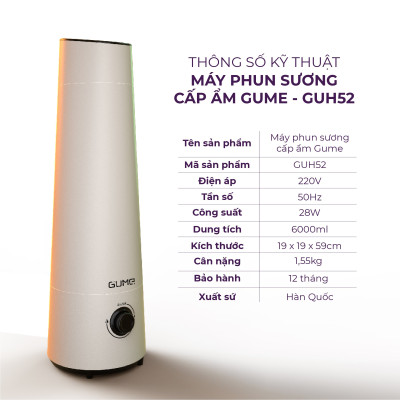 Máy phun sương cấp ẩm GUME GUH52 - Hàn Quốc Hàng chính hãng