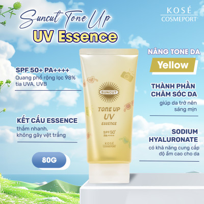 Essence Chống Nắng Nâng Tone Kose Suncut Tone Up UV Essence YN SPF 50+ PA++++ Màu Vàng 80 G
