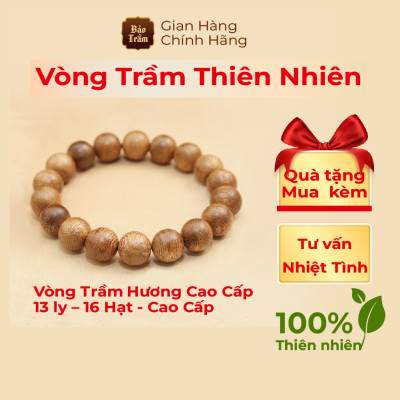 Vòng Trầm Hương 13 ly – 16 Hạt – Cao Cấp | Bảo Trầm – Trầm Tự Nhiên, Hương Thơm Thanh Nhẹ – Phong Thủy Hộ Thân