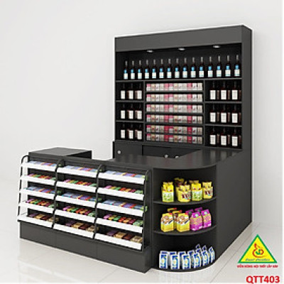 Quầy tính tiền, Bàn thu ngân cho cửa hàng tiện lợi, siêu thị mini, shop  QTT403 - Nội thất lắp ráp Viễn Đông ADV