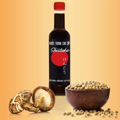 Nước tương cao cấp Shiitake lên men tự nhiên từ đậu nành và nấm ngọt Shiitake, chai nhựa 525ml/chai