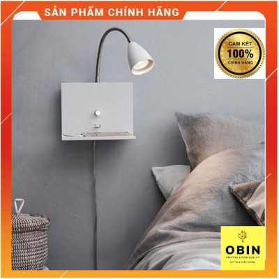 Đèn tường, đèn đọc sách, đèn rọi Markslojd Logi, tích hợp tích hợp công tắc điều chỉnh độ sáng và cổng sạc Micro usb, màu trắng