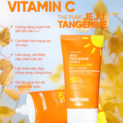Kem chống nắng Vitamin C Pretty Skin Jeju Vita C Brightening 365 Sun Cream Hàn Quốc 50ml