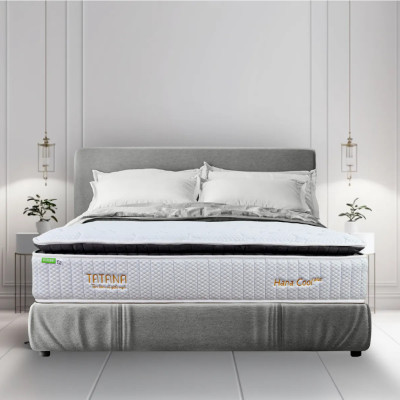 Nệm lò xo túi  cao cấp Hana Cool Plus Tatana, Thiết kế sang trọng, khung lò xo vững chắc, êm ái độ đàn hồi cao - Độ dày 30cm