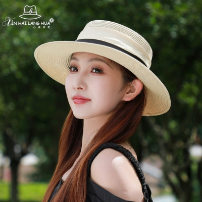 Nón vành nhỏ fedora chất liệu cói mũ rộng vành đi biển phối đai đen trắng thời trang Hàn Quốc  Chất liệu cói thoáng mát   Kích thước vành rộng 5cm
